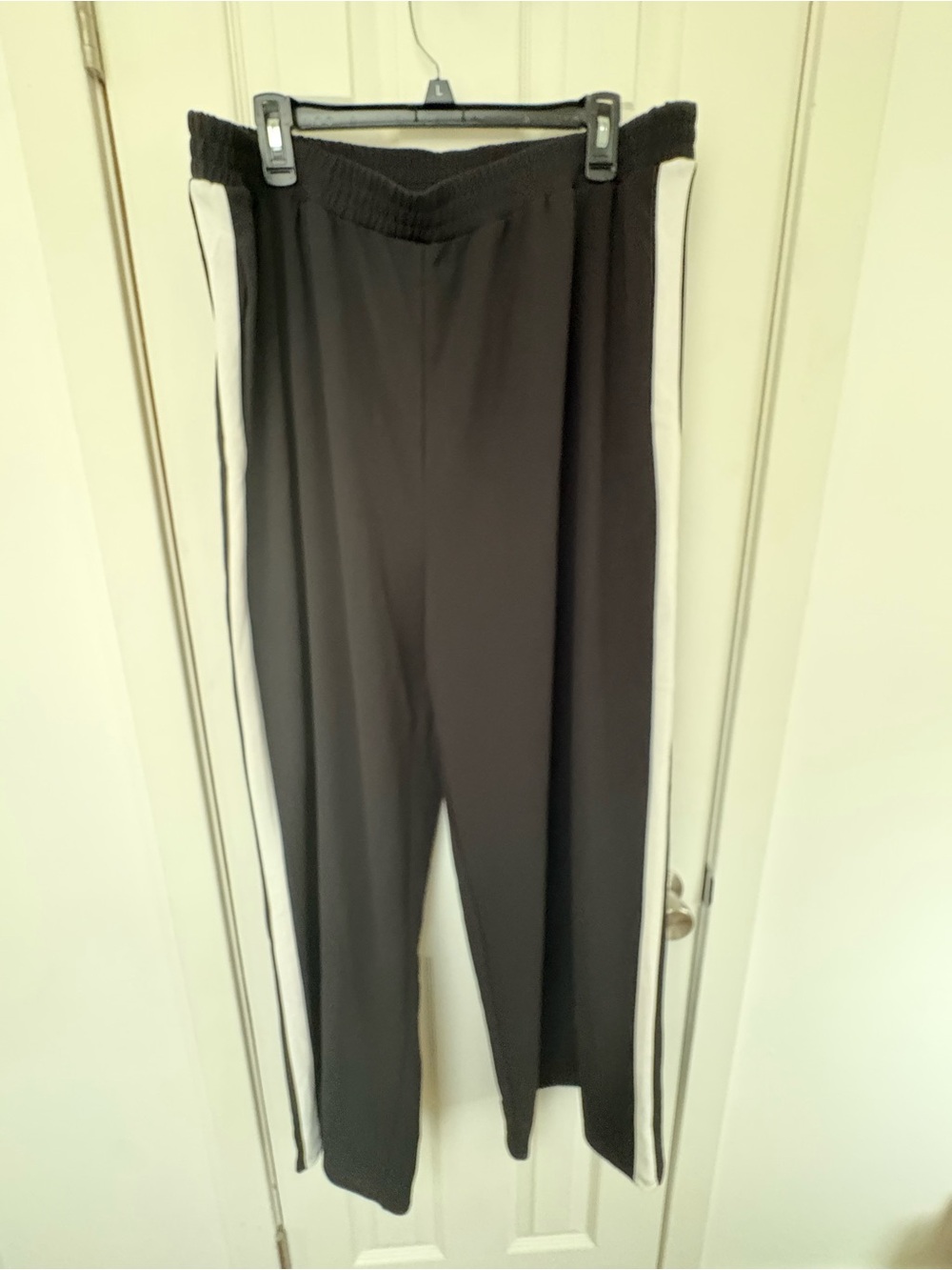 New with tags Black Wide-Leg Track Pants with White Side Stripes